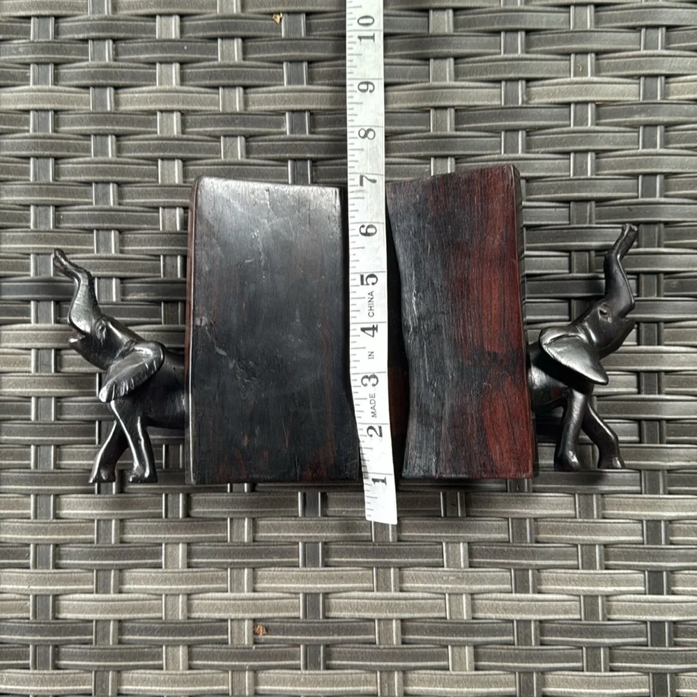 Handcrafted Wooden Elephant Book Ends